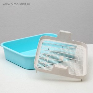 Туалет "Мур-мяу" для кошек, с сеткой, 33 х 25 х 7 см, голубой