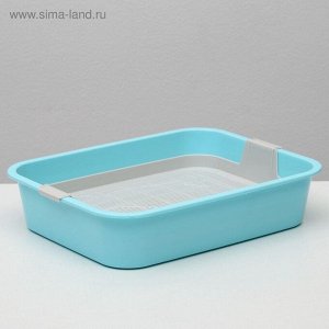 Туалет "Мур-мяу" для кошек, с сеткой, 33 х 25 х 7 см, голубой