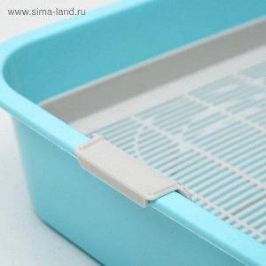 Туалет "Мур-мяу" для кошек, с сеткой, 33 х 25 х 7 см, голубой