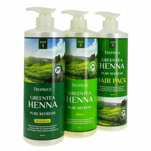 "Зеленый чай" Ополаскиватель для волос Deoproce Green Tea Henna Pure Refresh Rinse 1000 мл. №1349, ,