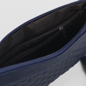 Сумка женская на молнии, 3 отдела, наружный карман, длинный ремень, цвет синий