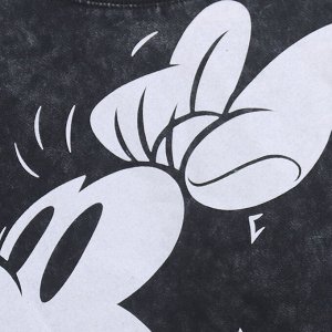 Свитшот хлопковый с круглым вырезом и с мультяшным принтом, на флисе, черный