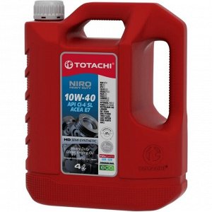 Масло моторное Totachi Niro HD 10w40 полусинтетическое, API SL/CI-4, ACEA E7, универсальное, 4л, арт. 4589904921971/1D104