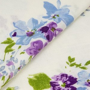 Палантин текстильный 198N_1-3 цвет белый/фиолетовый, размер 70х175