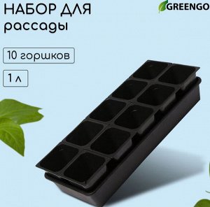 Набоp для рассады томатов: стаканы по 1 л (10 шт.), поддон 61 ? 23 см, чёрный
