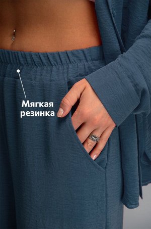 Женский летний костюм оверсайз из ткани-жатка Happyfox