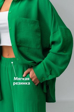 Женский летний костюм оверсайз из ткани-жатка Happyfox