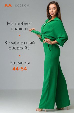 Женский летний костюм оверсайз из ткани-жатка Happyfox