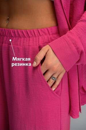 Женский летний костюм оверсайз из ткани-жатка Happyfox
