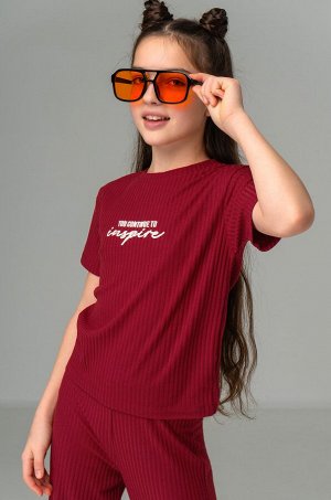 Летний костюм для девочки в рубчик-лапша Happyfox