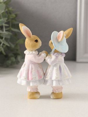 Фигурка полистоун «Зайки-сестрицы», сиренево-розовый 8.5x4.5x11.5 см