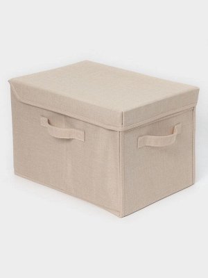 Короб стеллажный с крышкой LaDо́m, 38x26x24 см, бежевый, материал батист