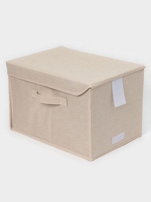 Короб стеллажный с крышкой LaDо́m, 38x26x24 см, бежевый, материал батист