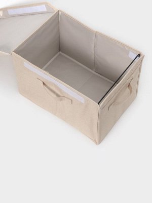 Короб стеллажный с крышкой LaDо́m, 38x26x24 см, бежевый, материал батист