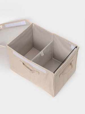 Короб стеллажный с крышкой LaDо́m, 38x26x24 см, бежевый, материал батист