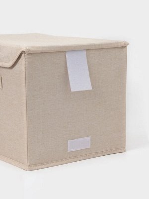 Короб стеллажный с крышкой LaDо́m, 38x26x24 см, бежевый, материал батист