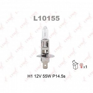 Лампа галогенная LYNXAuto Super White H1 (P14.5s, T8), 12В, 55Вт, 3200К, 1 шт, арт. L10155
