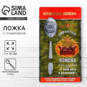 Ложка чайная с гравировкой «Диванные войска», 3x14 см