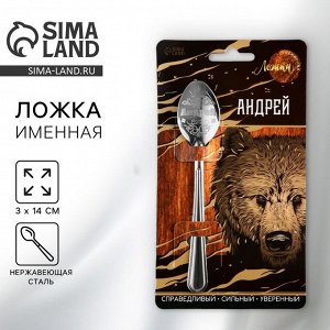 Ложка чайная именная «Андрей», 3x14 см