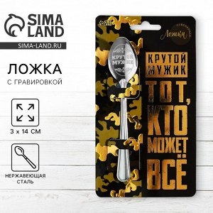 Ложка чайная с гравировкой «Крутой мужик», на подарочной открытке, 3x14 см