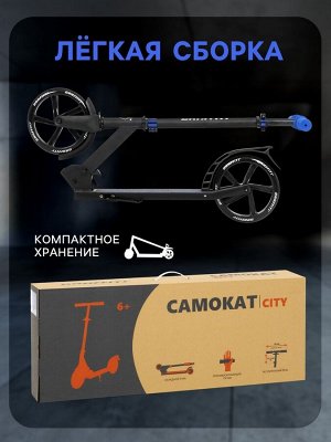 Самокат городской GRAFFITI City 200, складной, колёса PU 200 мм, ABEC 7 Carbon, цвет чёрный