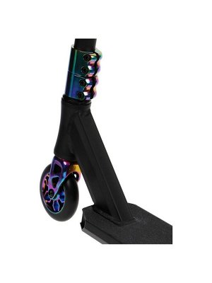 Самокат трюковой GRAFFITI Electric 24, колёса PU 100 мм, SCS компрессия, ABEC 9 Chrome, цвет черный