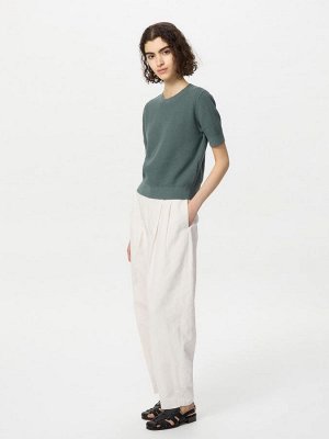 UNIQLO x Comptoir des Cotonniers — однотонный свитер Popcorn Crew с коротким рукавом - 54 GREEN