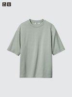 UNIQLO U - хлопковая футболка AIRism свободного кроя - 52 GREEN