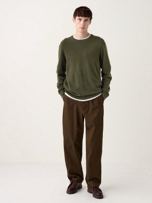 UNIQLO - кашемировый свитер с круглым вырезом - 56 OLIVE