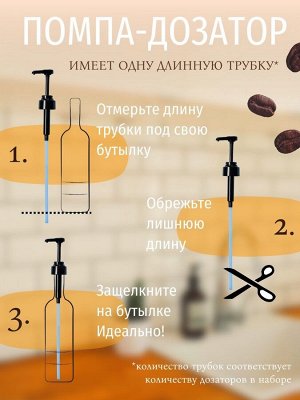 Набор помпа - дозатор для сиропа, черная, универсальная, 3 шт., (31-32 мм), 10 мл