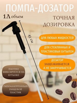 Набор помпа - дозатор для сиропа, черная, универсальная, 3 шт., (31-32 мм), 10 мл
