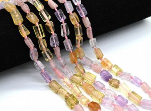 Бусины из самоцветов цилиндр с гранями 6*10мм, 41см, 33 бусины