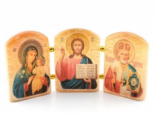 Икона из селенита триптих №3 135*65мм