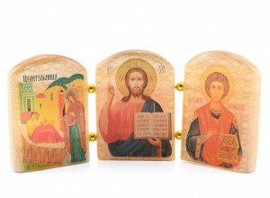 Икона из селенита триптих №7 "В помощь болеющим" 135*65мм