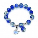 Браслет из сахарного кварца &quot;Лебедь&quot; шарик 10мм цв.васильковый, 17см