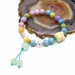 Браслет Голова Льва шарик 8мм цв.ассорти, 17см