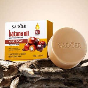 Твердый шампунь для волос с маслом батана SADOER, 100 гр