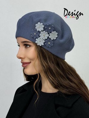 Вязаный берет Лайма (джинс)