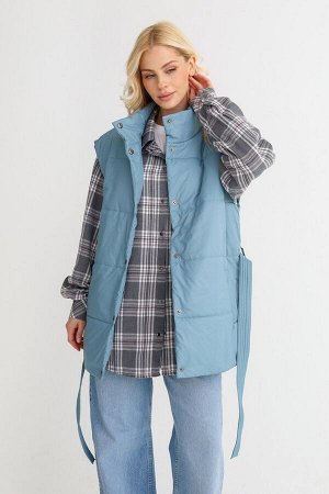 Жилет со стойкой oversize эвкалипт