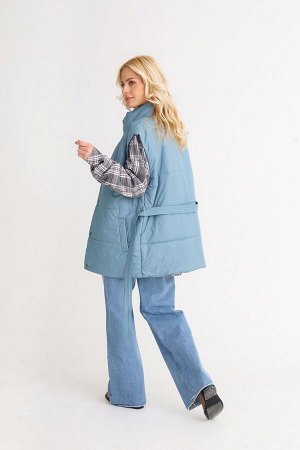 Жилет со стойкой oversize эвкалипт
