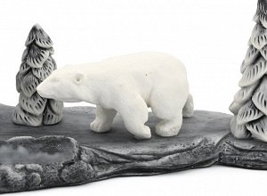 Скульптура из мрамолита "Белый медведь на фоне буровой" 295*123*135мм