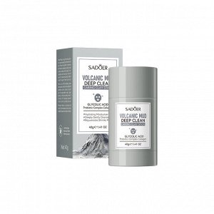 Очищающая глиняная маска-стик "Вулканическая грязь " Sadoer Volcanic Mud Deep Clean с гликолиевой кислотой, пробиотическим комплексом и коллагеном