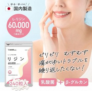 Seedcoms Lysine Supplement - комплекс с аминокислотой L-лизин 60,000 мг,  пробиотиками и эвгленой, для крепкого иммунитета
