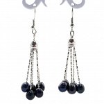 Серьги из жемчуга 5нитей, цв.черный