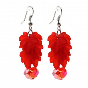 Сережки висюльки с цирконом цв.красный, 6,2г