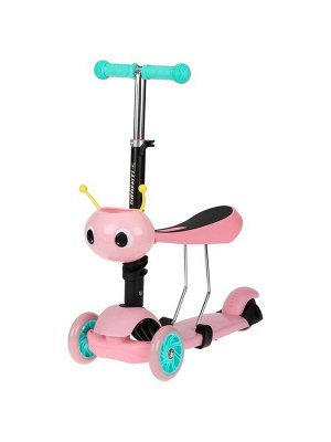 Самокат 2 в 1 с корзинкой GRAFFITI Kids, колёса PU 120/75 мм, цвет розовый