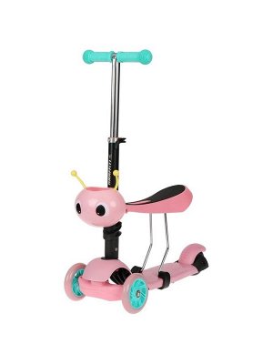 Самокат 2 в 1 с корзинкой GRAFFITI Kids, колёса PU 120/75 мм, цвет розовый