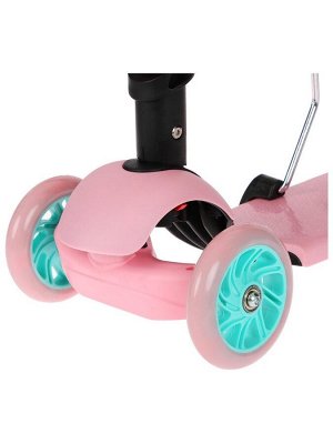 Самокат 2 в 1 с корзинкой GRAFFITI Kids, колёса PU 120/75 мм, цвет розовый