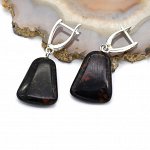 Серьги Колокольчики 17*20мм из обсидиана, 6,9г