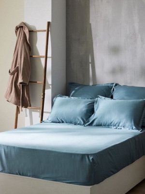 Простыня на резинке SL Home Tencel 200*200+30 см , цв. серо-голубой